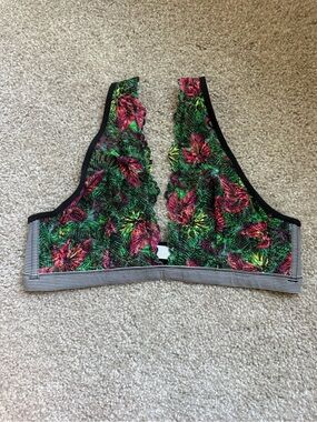 Xhilaration Green and Pink Floral Lace Bralette